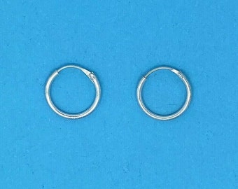 Genuine 925 Sterling Silver 12mm Sleeper Hoop Earrings