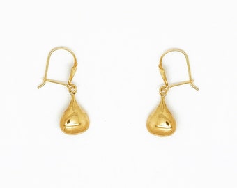Pendientes pequeños de gota líquida de oro amarillo genuino de 9 quilates