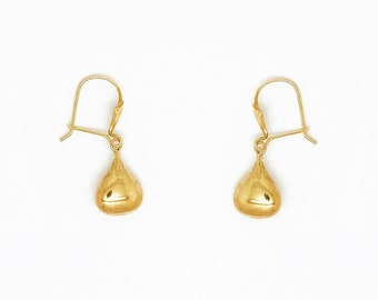 Véritable 9ct Or Jaune Petite Goutte Liquide Blob Boucles d’Oreilles