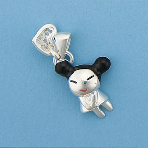 Genuine 925 Sterling Silver Cute Cartoon Character with Enamel & Cubic Zirconia