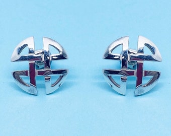 Echte 925 Sterling Silber Große Ausgeschnittene keltische Ohrstecker
