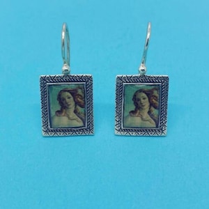 Genuine 925 Sterling Silver Birth Of Venus Painting By Botticelli Drop Earrings