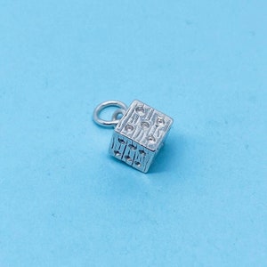 Echter 925 Sterling Silber Massiver Würfel-Anhänger 7 mm