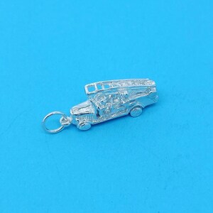 Genuine 925 Sterling Silver Fire Engine Charm / Pendant