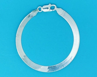 925 Italy Herringbone Bracelet Vintage - Etsy Sterling Silver Herringbone Wave Bracelet 4mm 7.5\