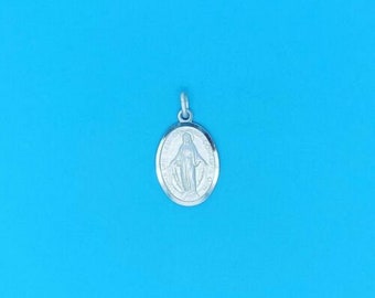Genuine 925 Sterling Silver Oval Mother Mary Medallion Coin Pendant Diff Size Av