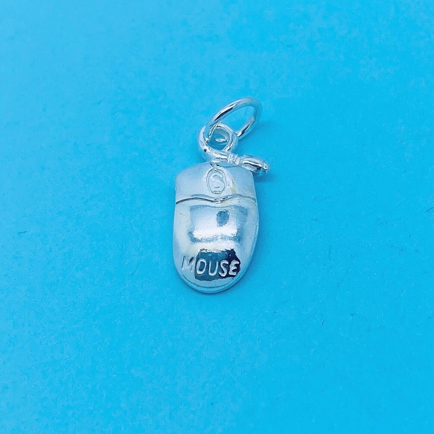 Genuine 925 Sterling Silver Computer Mouse Charm / Pendant