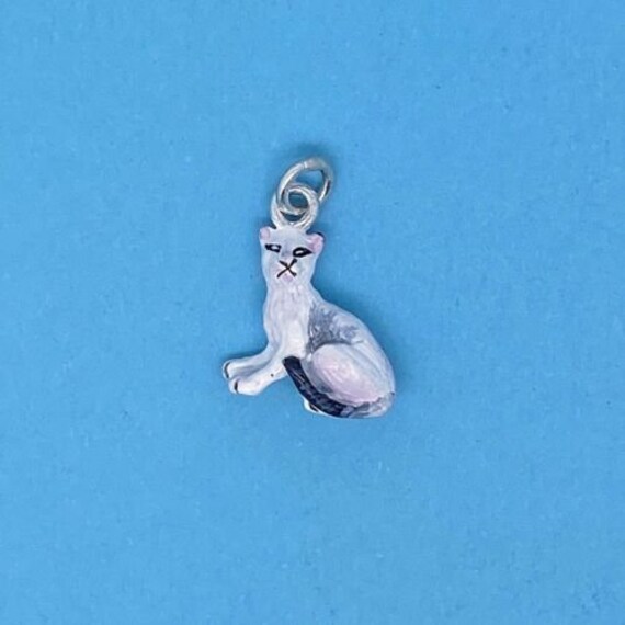 Pendentif Vintage Grand Chat En Argent Massif 925 - Occasion Très Bon état