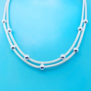 Genuine 925 Sterling Silver 16 Inch Foxtail Chain With Beads Options Available