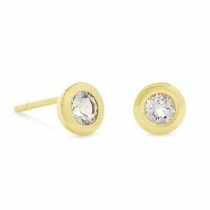 Genuine 9 Carat Gold 3mm Stud Earrings With Rub Set Cubic Zirconia