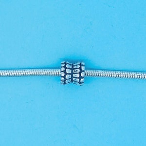 Genuine 925 Sterling Silver Solid Bali Boho Style Bale Shape Slide On Charm