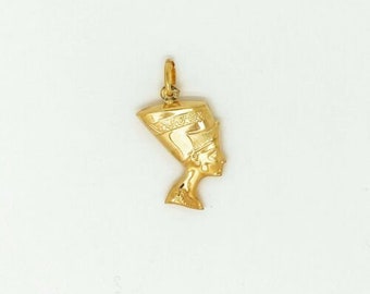 純金、イエローゴールド、ネフェルティティ女王、古代エジプト 本物の9カラットイエローゴールドエジプト女王ネフェルティティ、S / M