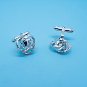 Genuine 925 Sterling Silver Cut Out Wool Knot Flower Cufflinks