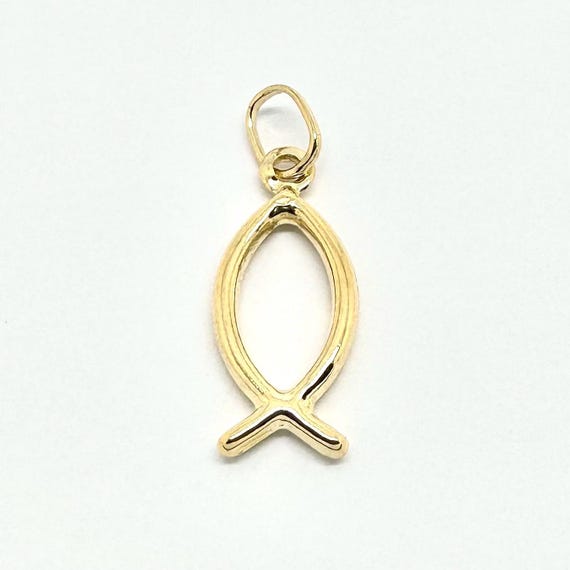 Zierlicher 14k Gold Fisch Anhänger: Christian Ichthys Halskette