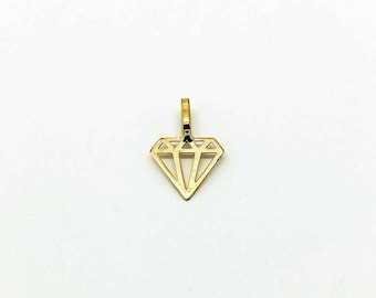 Genuine 9ct Yellow Gold Cut Out Diamond Outline Pendant