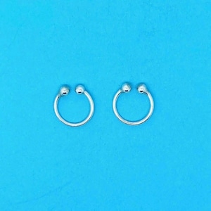 Genuine 925 Sterling Silver Plain Band Ear Cuffs with Bead Detail Sold In Pairs