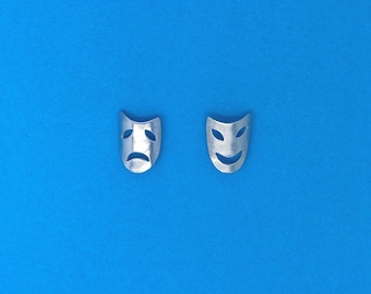Äkta örhängen i 925 sterlingsilver med teatermask och komedi och tragedi
