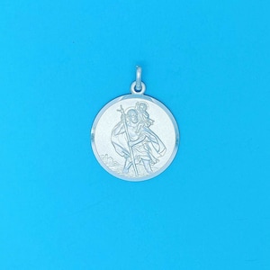 Genuine 925 Sterling Silver Double Sided Saint Christopher Pendant