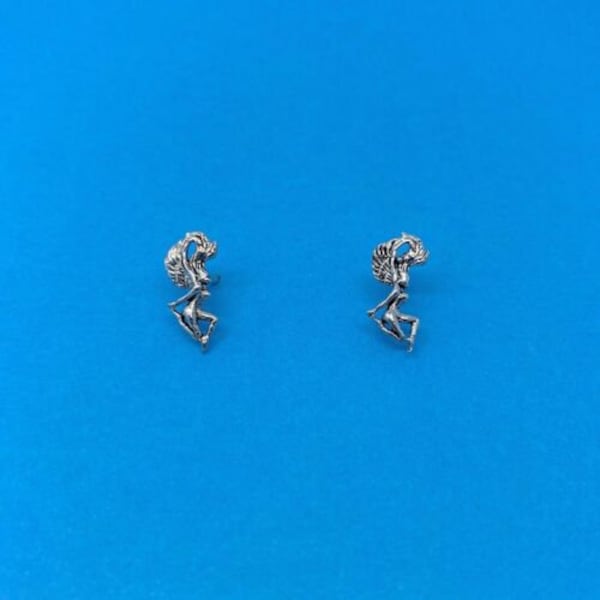 Genuine 925 Sterling Silver Small Fairy Stud Earrings