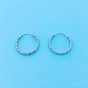 Genuine 925 Sterling Silver 18mm Twisted Wire Sleeper Hoop Earrings