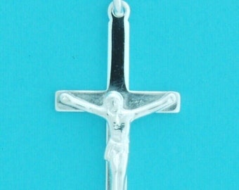 Genuine 925 Solid Sterling Silver 26mm Polished Jesus Christ Crucifix Pendant
