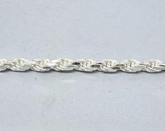 Pulsera de cadena de eslabones macizos de 18 cm con corte de diamante en plata de ley 925 auténtica con sello distintivo