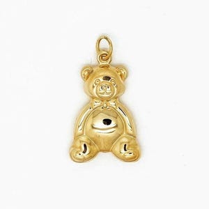 Grand pendentif ours en peluche en or jaune véritable 9 carats poinçonné