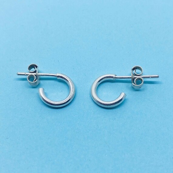 Genuine 925 Sterling Silver 10mm Plain Tube Wedding Stud Earrings