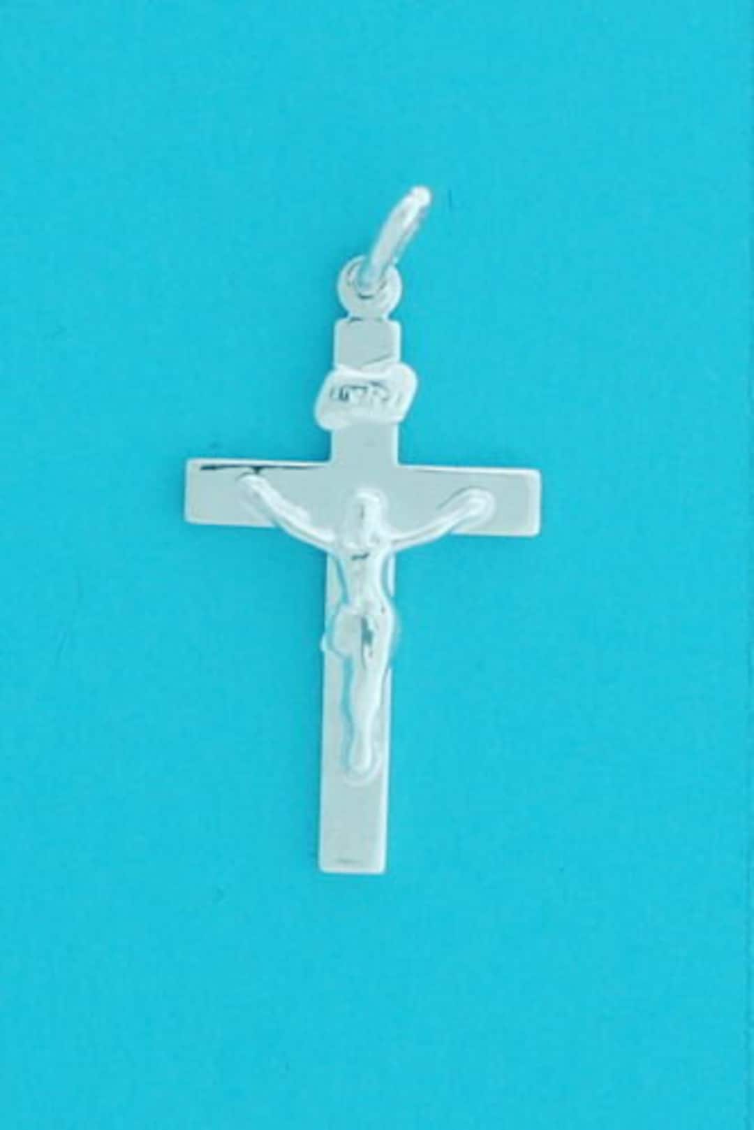 Genuine 925 Solid Sterling Silver 26mm Flat Jesus Christ Crucifix ...
