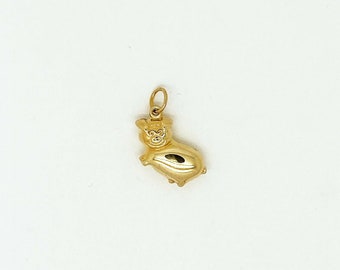 Genuine 9ct Yellow Gold Pig Charm / Pendant