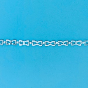 Genuine 925 Sterling Silver 7.5 Inch 8mm Polished Modern Gate Patterned Bracelet