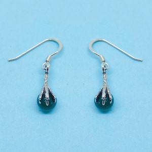 Genuine 925 Sterling Silver Dragon Claw Holding Stone of Choice Drop Earrings