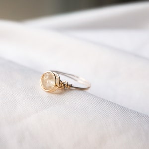 Dainty Honey Citrine 14K Gold Filled Wire-Wrapped Ring, Dainty Gemstone Beaded Ring, Minimalist Stacking Ring, 14k Gold Crystal Ring image 6