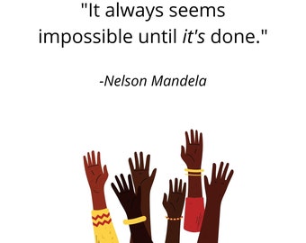 Nelson Mandela Poster, Inspirational Quote, African History, Mandela Quote, Motivational Poster, Black History, Mandela