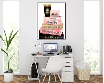 Girl Boss Poster,Girl Boss Wall Art,Hustle Poster Prints for women,Girl Code, Girl Boss Print