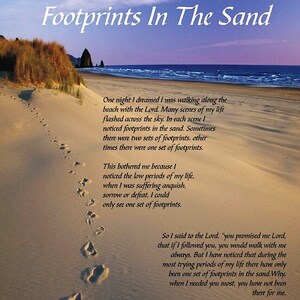 Footprints in the Sand Poem Footprints Spiritual Poster Glossy or Matte ...