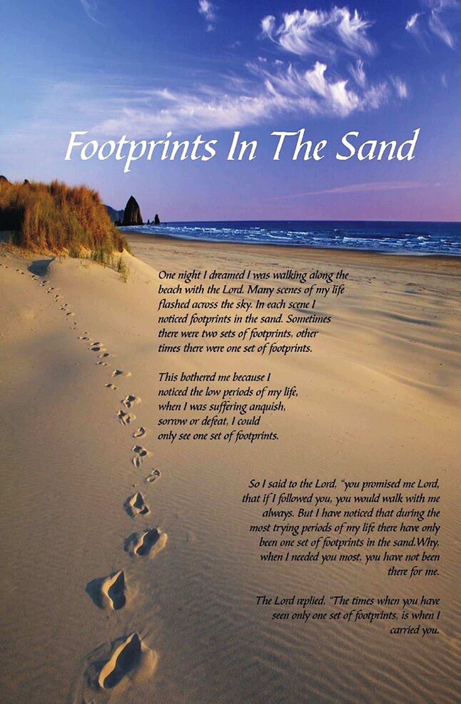 Footprints in the Sand Poem Footprints Spiritual Poster Glossy or Matte  Finish Christian Gift Art for Home - Etsy UK