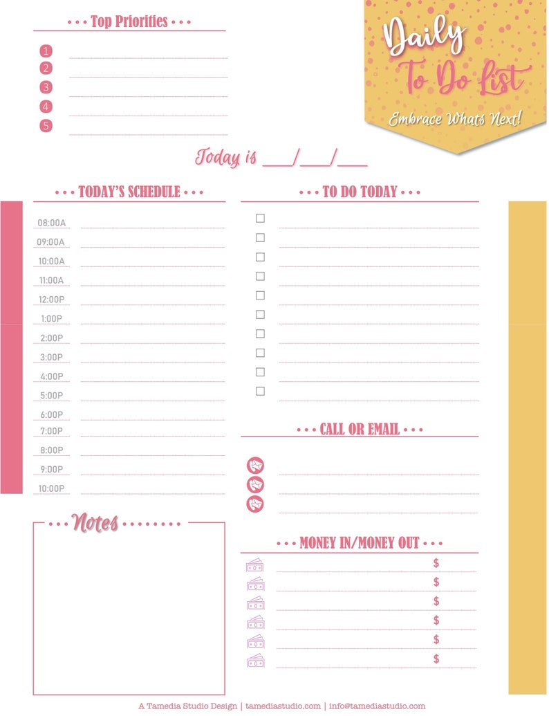 To Do List|Notepad|Stationery|Notes|Daily Schedule|Daily Organizer List