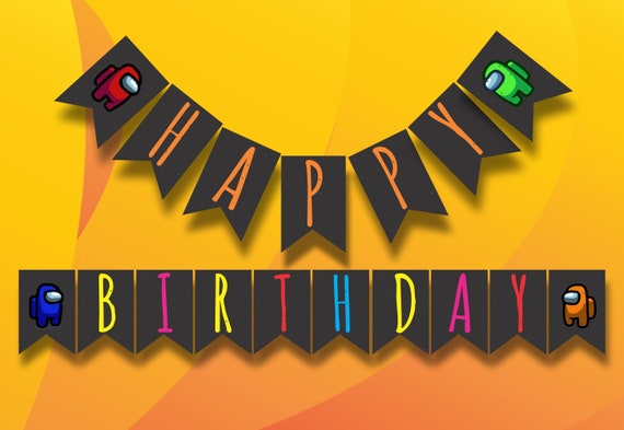Among US Happy Birthday Banner Among Us Decor Printable | Etsy