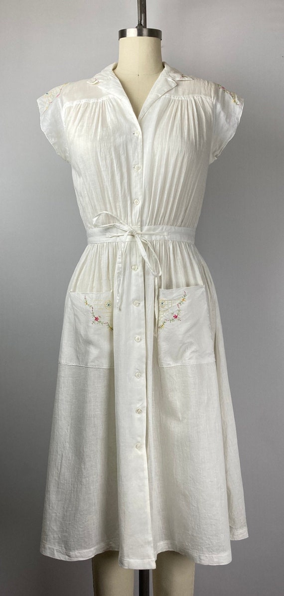Vintage 1940s Cotton Voile Day Dress