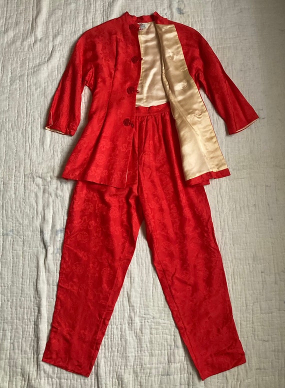 1950s Silk Lounge Wear Set | Pajama Set | Made in