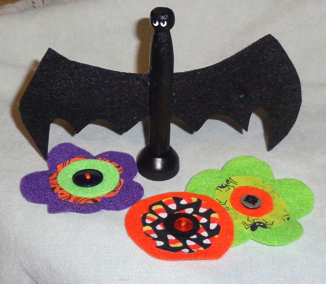 Handmade Black Wooden Clothes Pin Bat Figurine Halloween Etsy