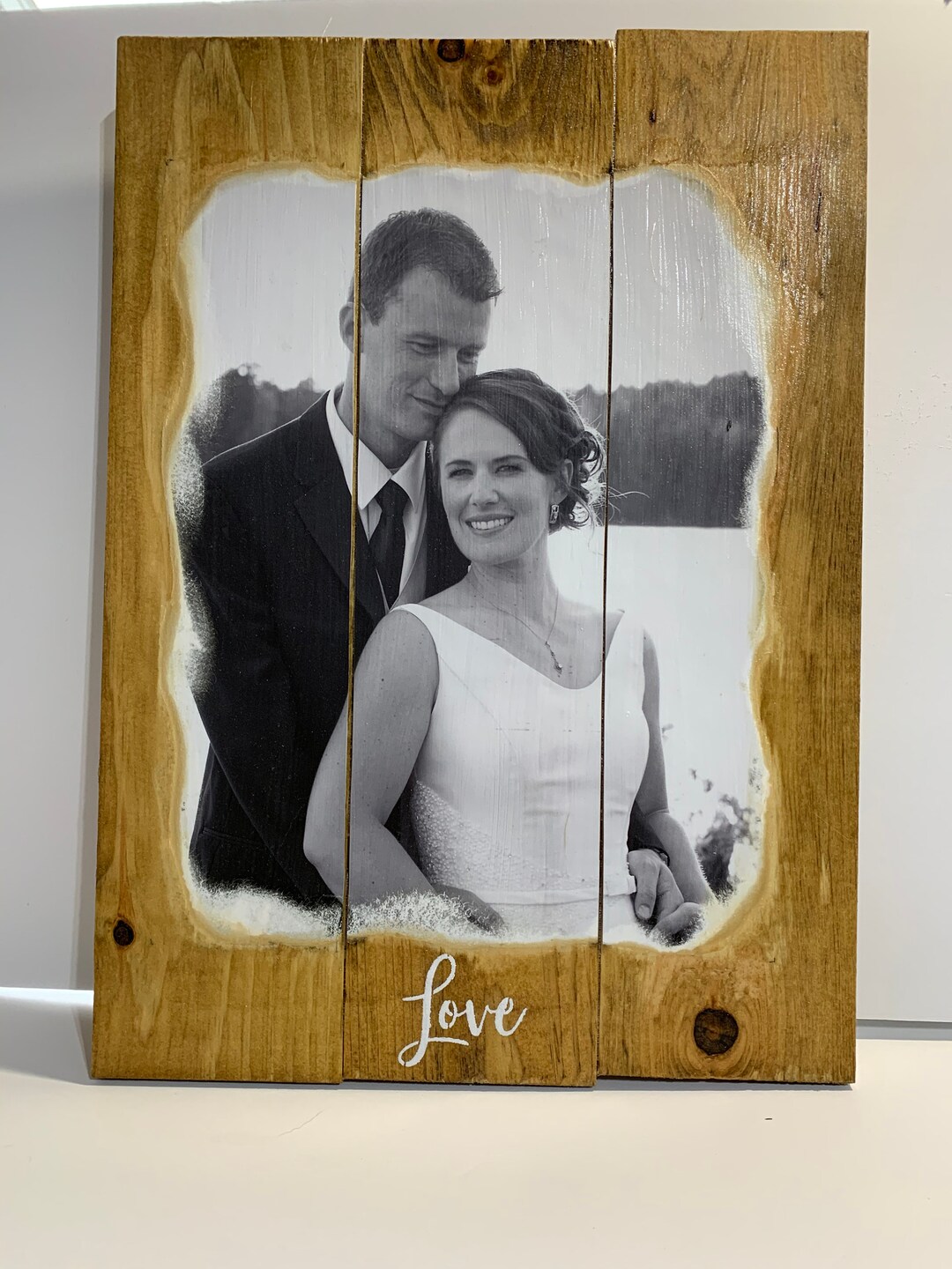 Wood Photo Wood Anniversary Present Picture on Planks Wood Etsy Italia