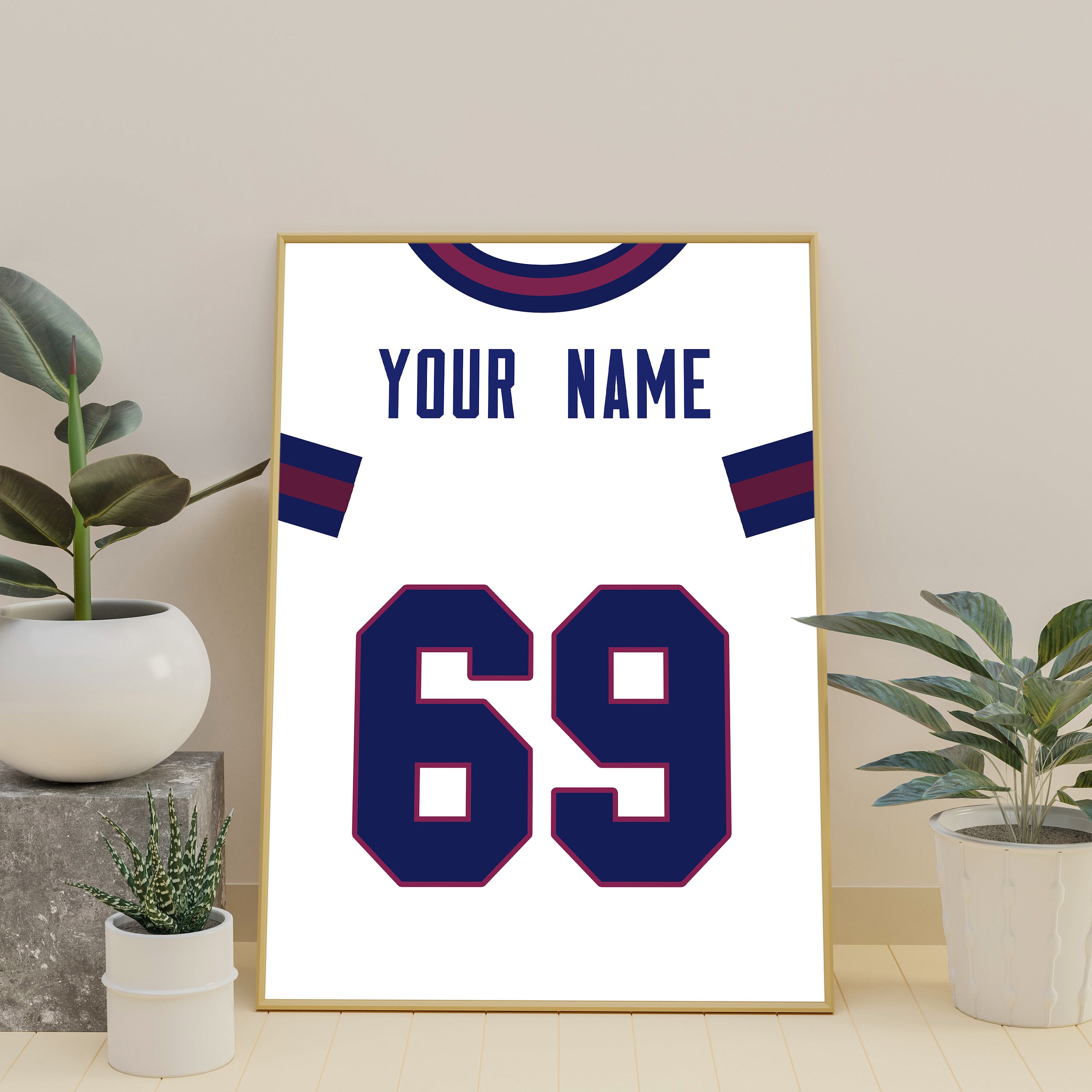New York Giants Personalized Jersey Canvas Wall Art Decor Etsy