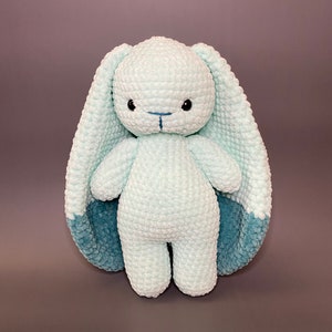 Crochet Bunny with Blue Ear Tips