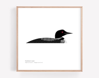 Impression d'art huard huard | Illustration d'oiseau minimaliste moderne | Impression giclée | Studio Spiggle