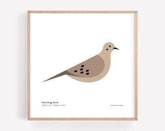 Impresión artística de una paloma de luto / Ilustración minimalista moderna de un pájaro / Impresión giclée / Spiggle Studio