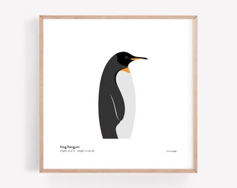 Impresión artística de pingüino rey / Ilustración minimalista moderna de pájaro / Impresión giclée / Spiggle Studio