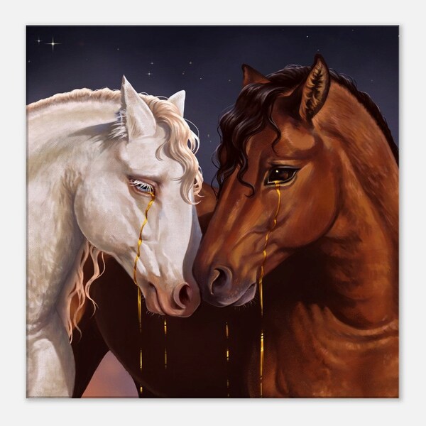 Immortal Horses Canvas Art Print | Horse Lover Home Decor | Greek Mythology Inspired | Original Equine Artwork