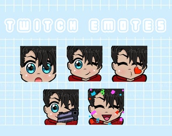 Twitch Emotes Pack, Black Hair Boy, Twitch Emotes For Streamer, Discord Emotes, Guy Emotes
